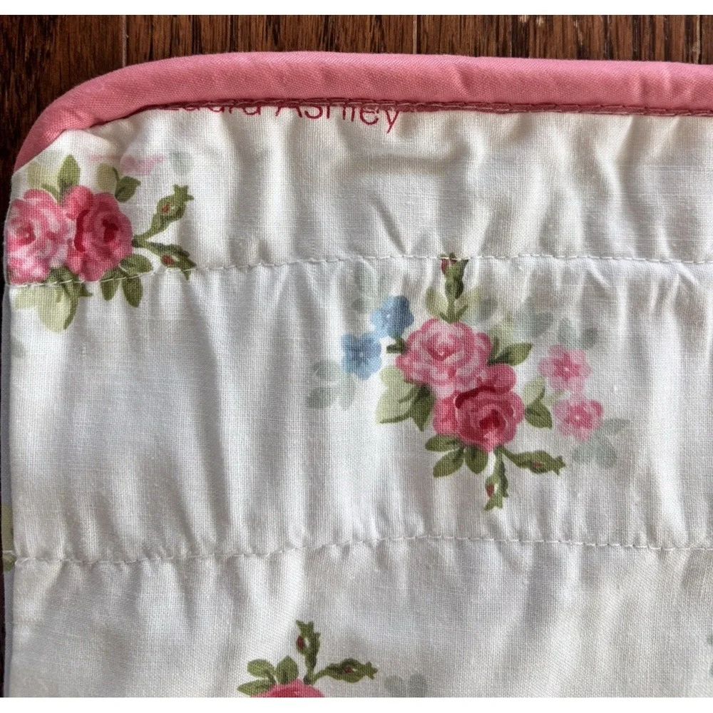 VTG 90s Cottagecore Laura Ashley Country Rose Blue Stripe 4 Custom Valances